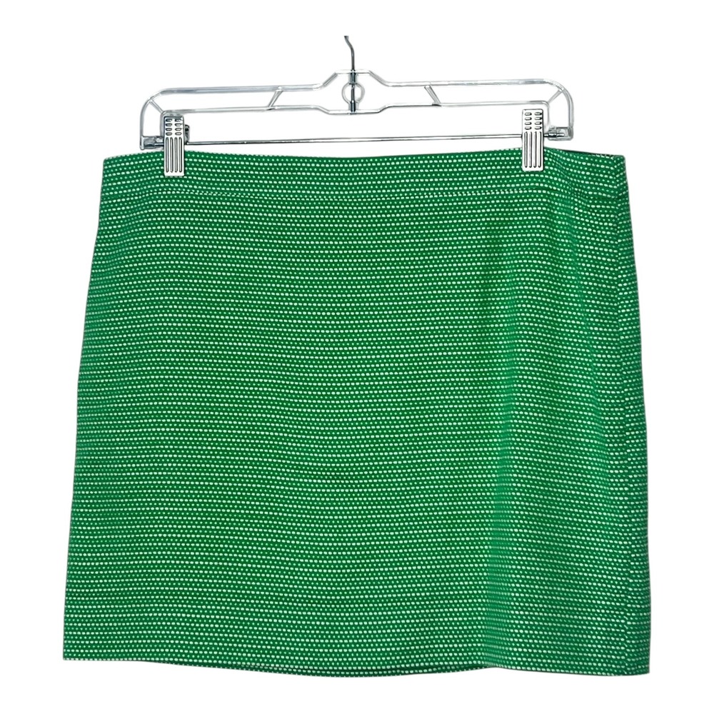 J.Crew Kelly Green White Textured Cotton Mini Skirt Size 12 42219‎